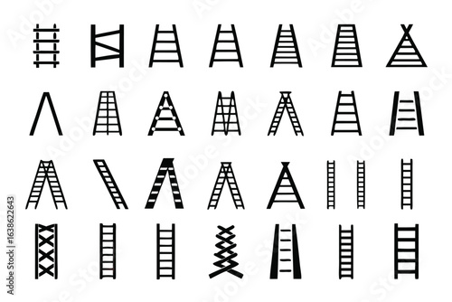 Ladder types vector set construction equipment tool