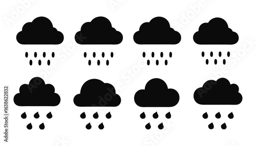 Rainy weather forecast clouds and raindrops vector