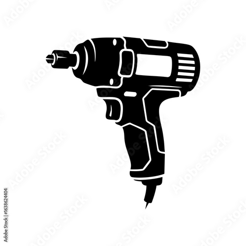 Black Impact Driver Tool Silhouette Vector Illustration