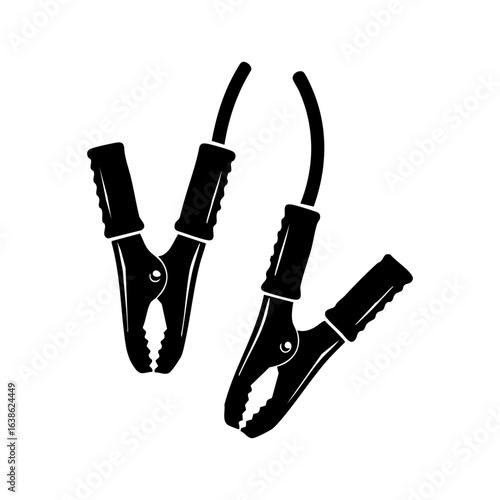 Black Jumper Cables Silhouette Vector Illustration