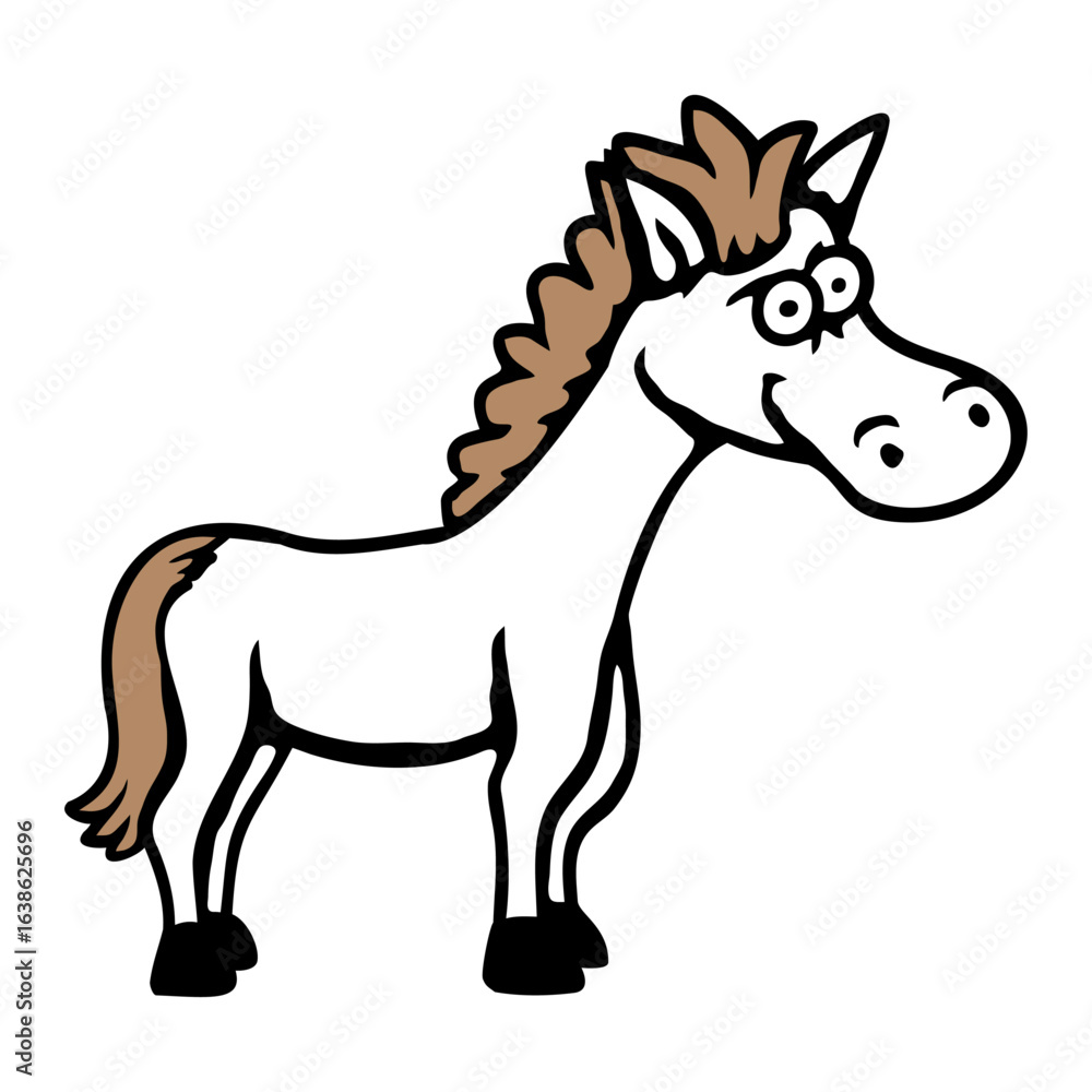 Fototapeta premium Horse Pony Funny Drawing Comic Riding Cartoon Funny