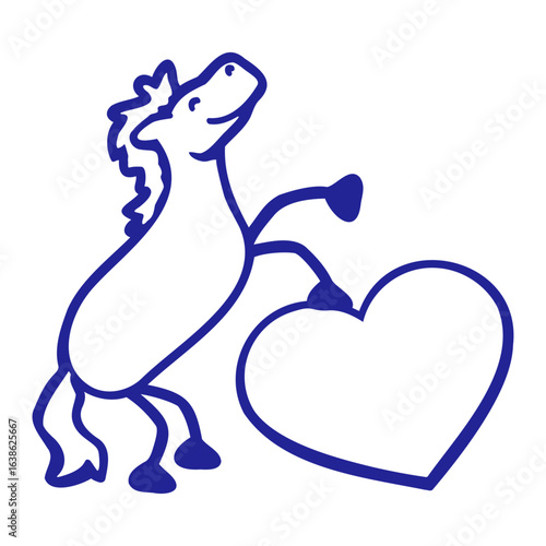 I Love My Pony Horse Heart Drawing Riding Hobby Funny