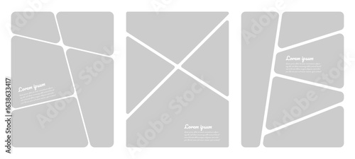 Set of photos or pictures frame collage template with rounded comic frame style