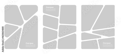 Set of photos or pictures frame collage template with rounded comic frame style