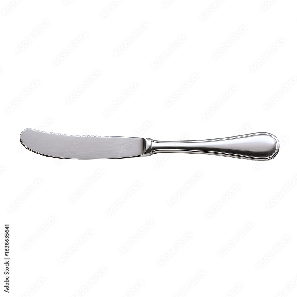 Fototapeta premium Elegant Polished Stainless Steel Butter Knife with Serrated Edge and Classic Handle Design