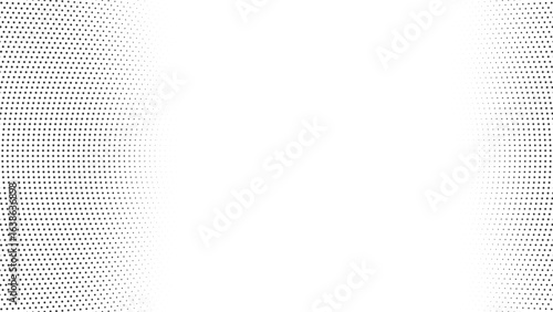 Abstract radial halftone background. Modern monochrome dot pattern with a curved gradient effect. Vector corner overlay for digital design or pop art texture