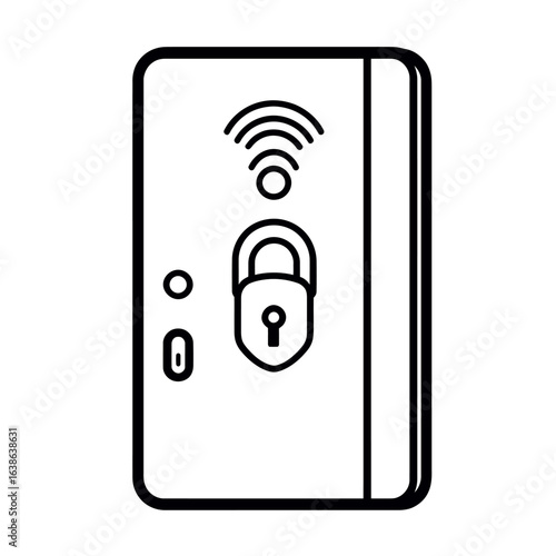 Simple line art of a home security panel is available as an icon, perfectly suited for incorporation into home security panel logos and icons