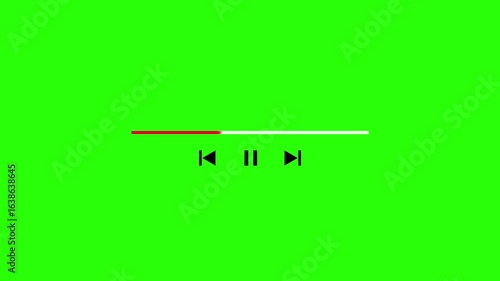 Minimalistic Music Player Interface Animation Featuring Progress Bar on Vibrant Green Screen Background for Media Projects