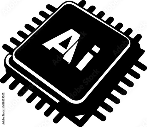 Artificial Intelligence Chip Icon  Vector Processor Circuit Board Design for Technology and AI Branding AI