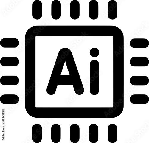 Artificial Intelligence Chip Icon  Vector Processor Circuit Board Design for Technology and AI Branding AI