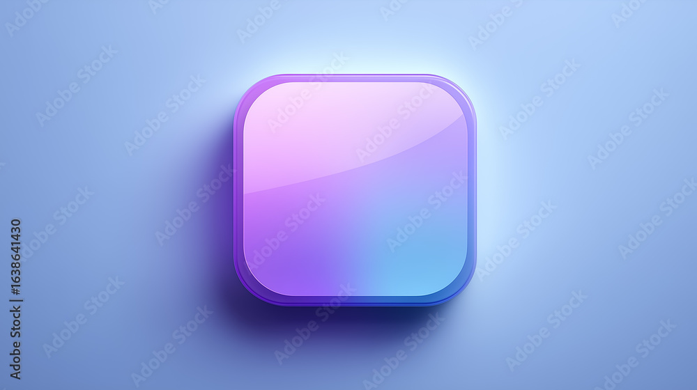 Glossy gradient app icon hovering on a soft blue background