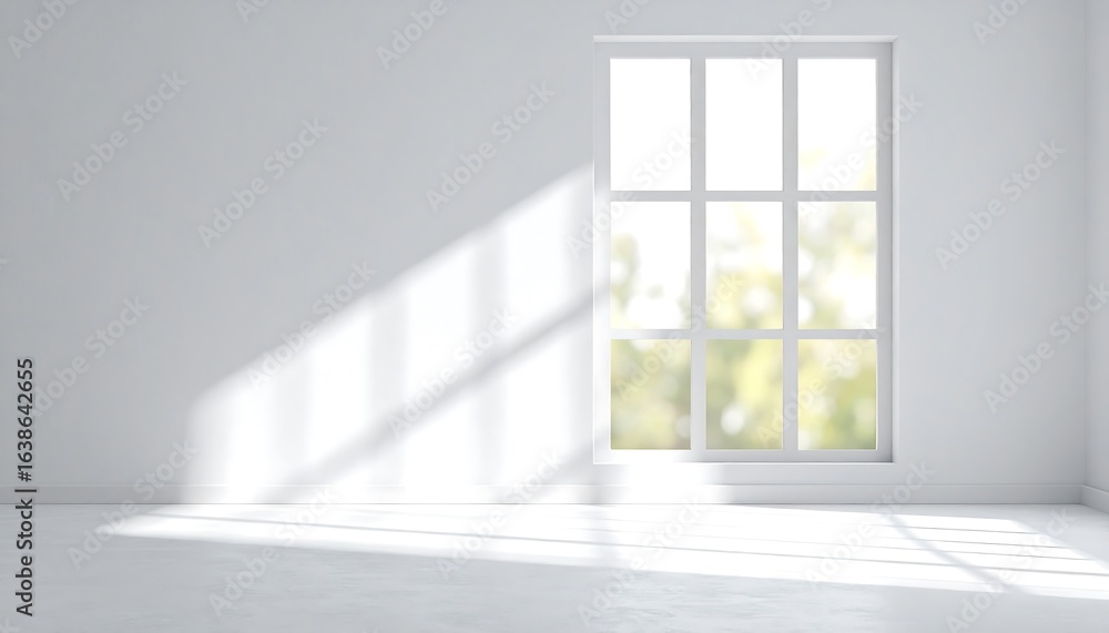 Fototapeta premium Empty room with a window and soft shadows.
