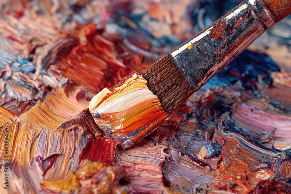 Naklejka premium Impasto paint brush stroke on palette