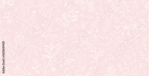 Botanical print pattern background in provance style, floral background. Pastel tones floral vintage style wallpaper in vector.