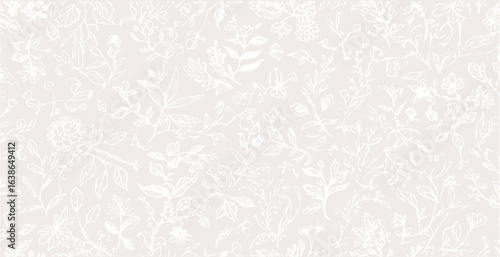 Botanical print pattern background in provance style, floral background. Pastel tones floral vintage style wallpaper in vector.