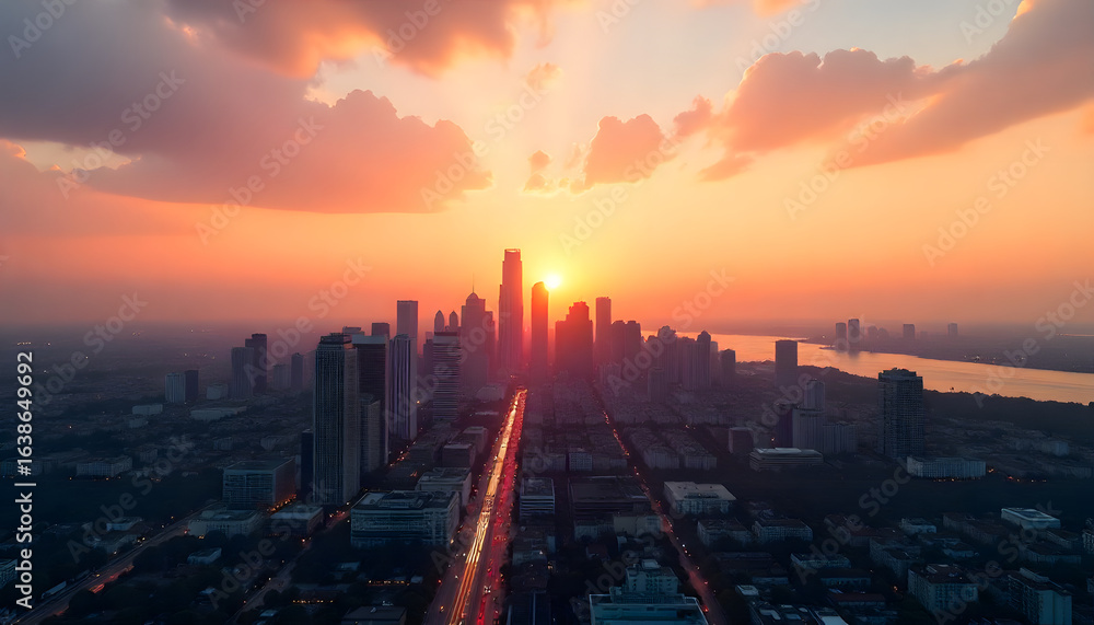 Fototapeta premium sunset over the city