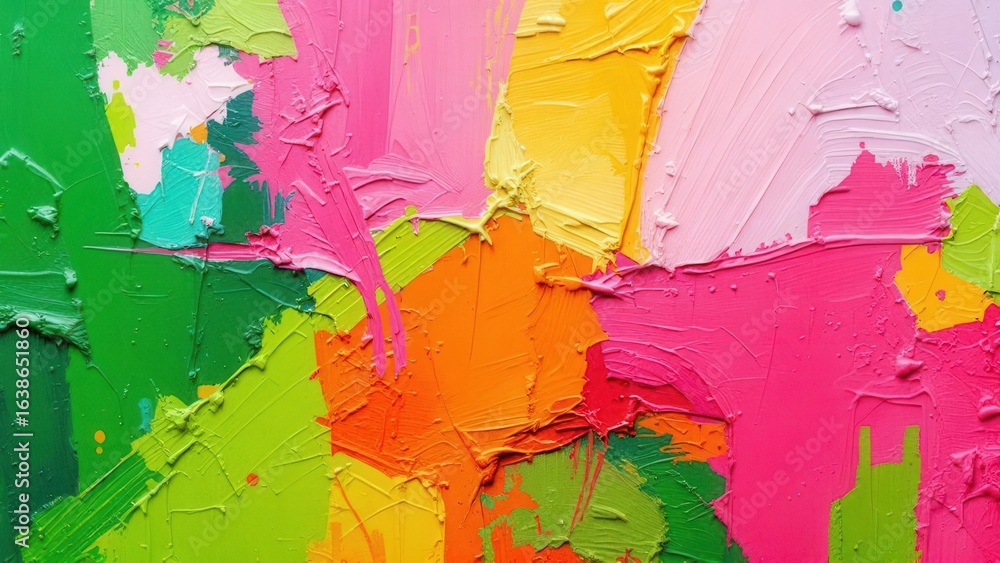 Fototapeta premium Colorful Acrylics in Focus: A vibrant and expressive close-up of layered acrylic paint strokes, the texture and bold color blends captivating the viewer.