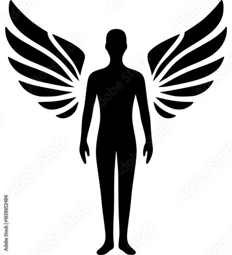 Schutzengel Silhouette mit Flügeln – Minimalistische Darstellung - 8