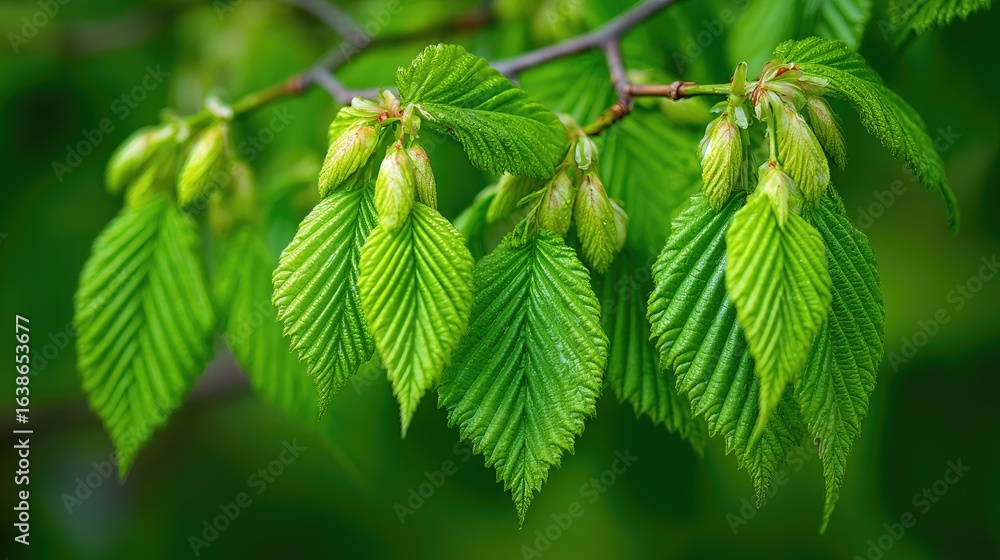 Fresh spring leaves on a branch Fresh spring leaves on a branch