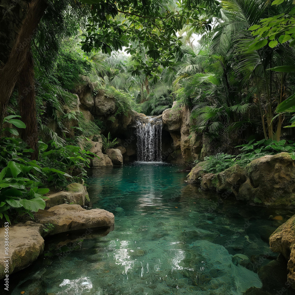 Naklejka premium Tropical waterfall