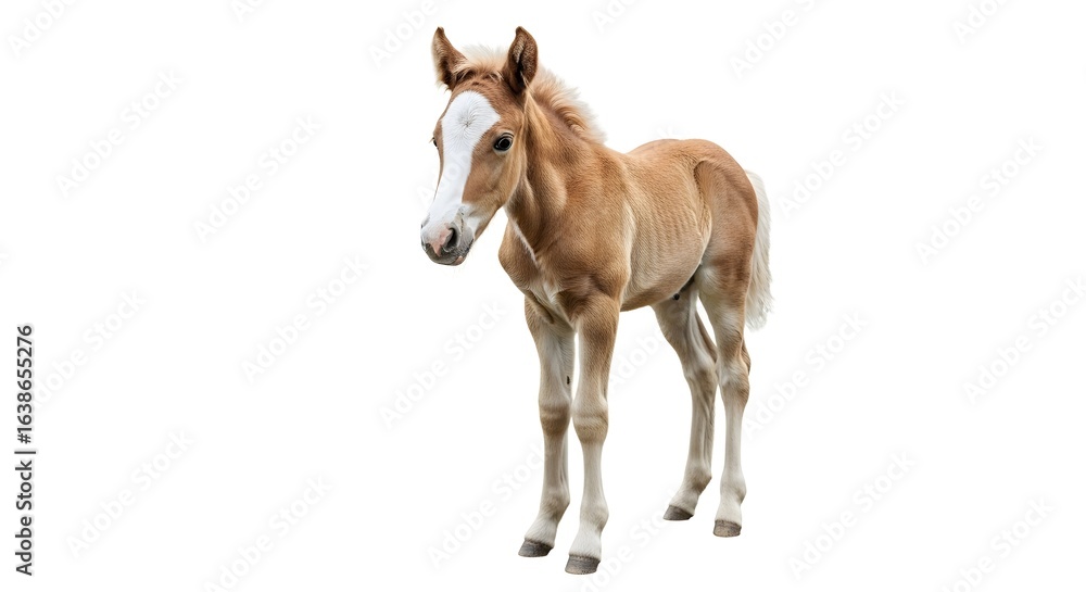 Obraz premium Adorable Young Horse Foal Isolated on White