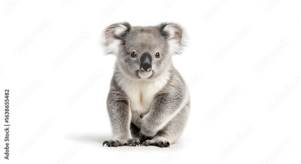 Obraz premium Adorable Baby Koala Sitting on White