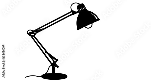 Object black adjustable desk lamp vector illustration perfect for office study table lighting and home decor design vector