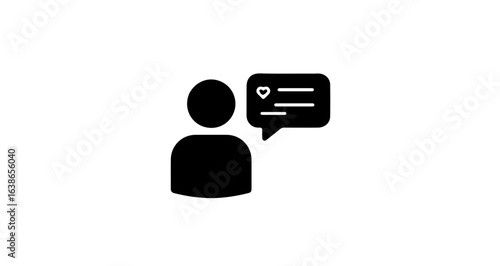 Object person with speech bubble and heart icon for social media engagement and communication design element vector vector