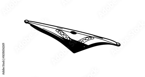 Object illustration of a vintage fountain pen nib for calligraphy writing and drawing with ink and artistic design vector