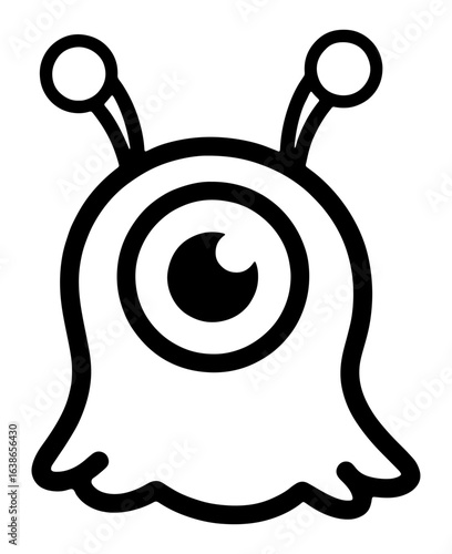 Cartoon One-Eyed Blob Monster with Antennas Vector Graphic