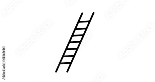 Object illustration of a simple black ladder for climbing and reaching higher places in a minimalist style art vector