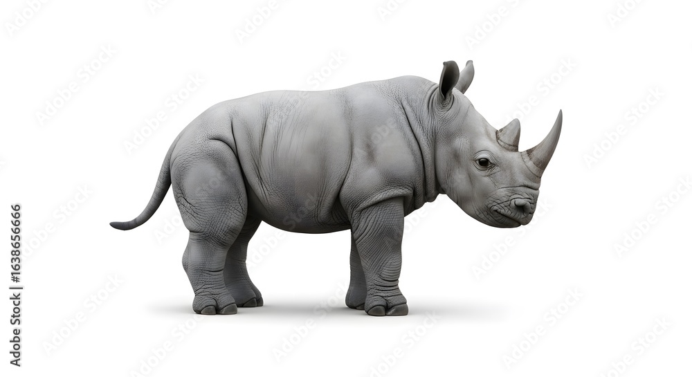 Obraz premium Realistic Rhino Isolated on White Background