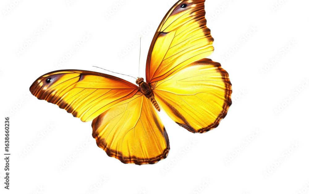 Fototapeta premium A beautiful yellow butterfly on white background,png