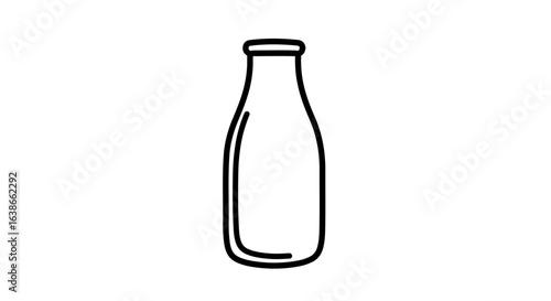 Object outline drawing of a glass bottle for liquid storage and containment with a narrow neck and rounded body design vector