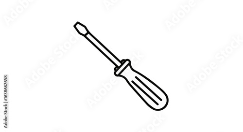 Object screwdriver vector icon flat head screwdriver hand tool repair tool hardware tool construction tool isolated object vector