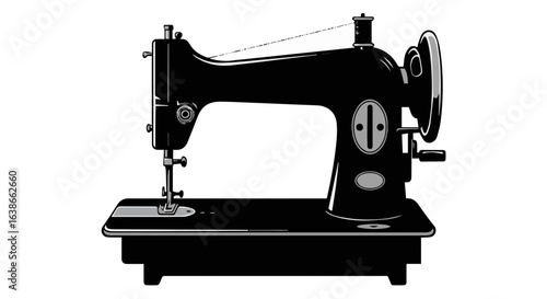 Object vintage sewing machine vector illustration for sewing projects crafting and tailoring retro fashion design element vector