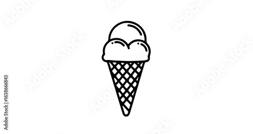 Object ice cream cone drawing vector illustration delicious dessert sweet treat summer food graphic design black and white vector