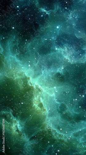 High-quality photo of sky galaxy outer space nebula, thousand stars and green galaxy combination with various fractal ideas.