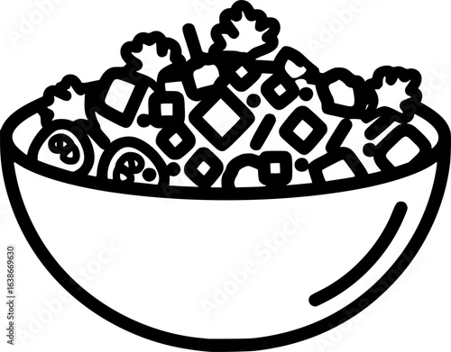 Tabbouleh salad in bowl outline icon vector
