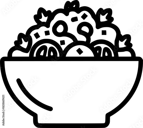 Tabbouleh salad in bowl outline icon vector

