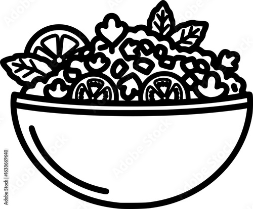 Tabbouleh salad in bowl outline icon vector
