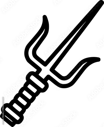Sai weapon outline icon vector
