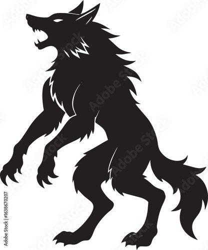  Werewolf silhouette vector  icon illustration-simple silhouette illustration of werewolf, perfect for werewolf logos and icons