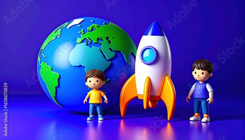 animated illustrations of children with space objects 19