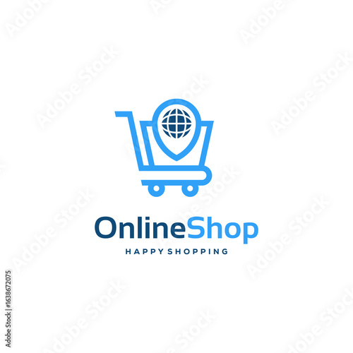 Online Shop logo designs concept, Shopping Cart logo design template vector