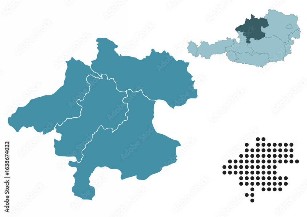Fototapeta premium Set maps of Upper Austria state