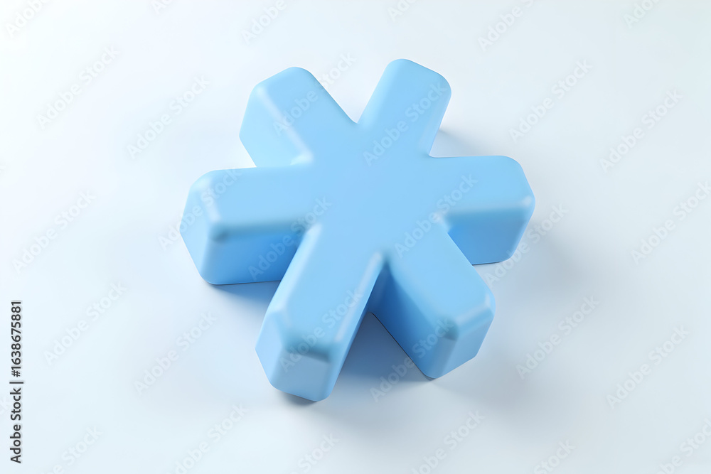 Obraz premium Light Blue Asterisk on White Background Simple Geometric Symbol