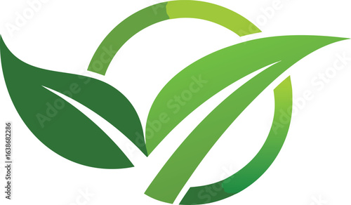 Elegant green leaves with circle design creates a sense of natural beauty and organic harmony, perfect for eco-friendly brands and sustainable initiatives, a vibrant modern symbol