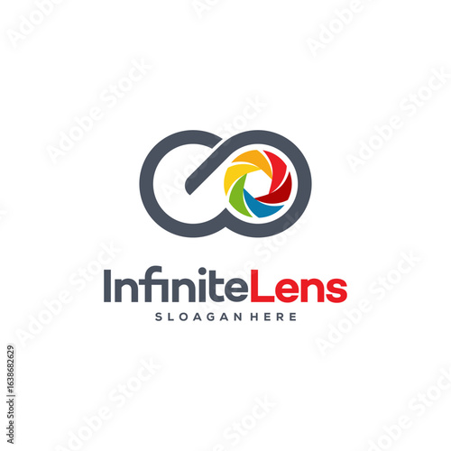 Infinity Lens Photography logo designs concept vector, Infinity and Camera logo symbol icon