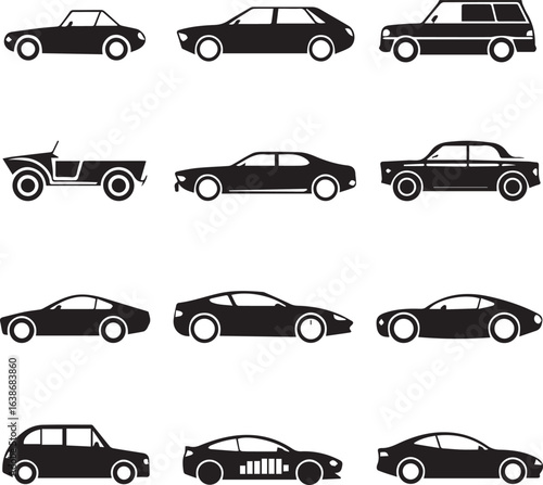 car category silhouettes collection sedan hatchback coupe wagon mpv convertible antique sports muscle electric diesel